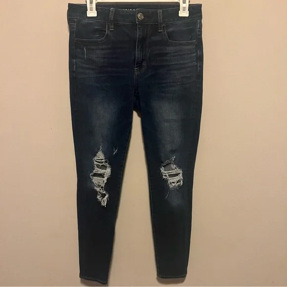 AE WOMENS NEXT LEVEL 360 STRETCH RIPPED HI RISE JEGGING - Picture 1 of 8